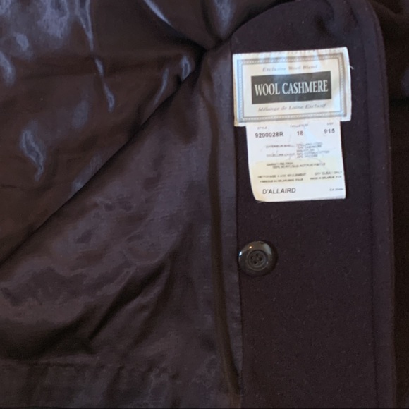 VTG D’Allaird Cashmere Wool Purple Pea Tent Coat PLUS 18 - Picture 4 of 4